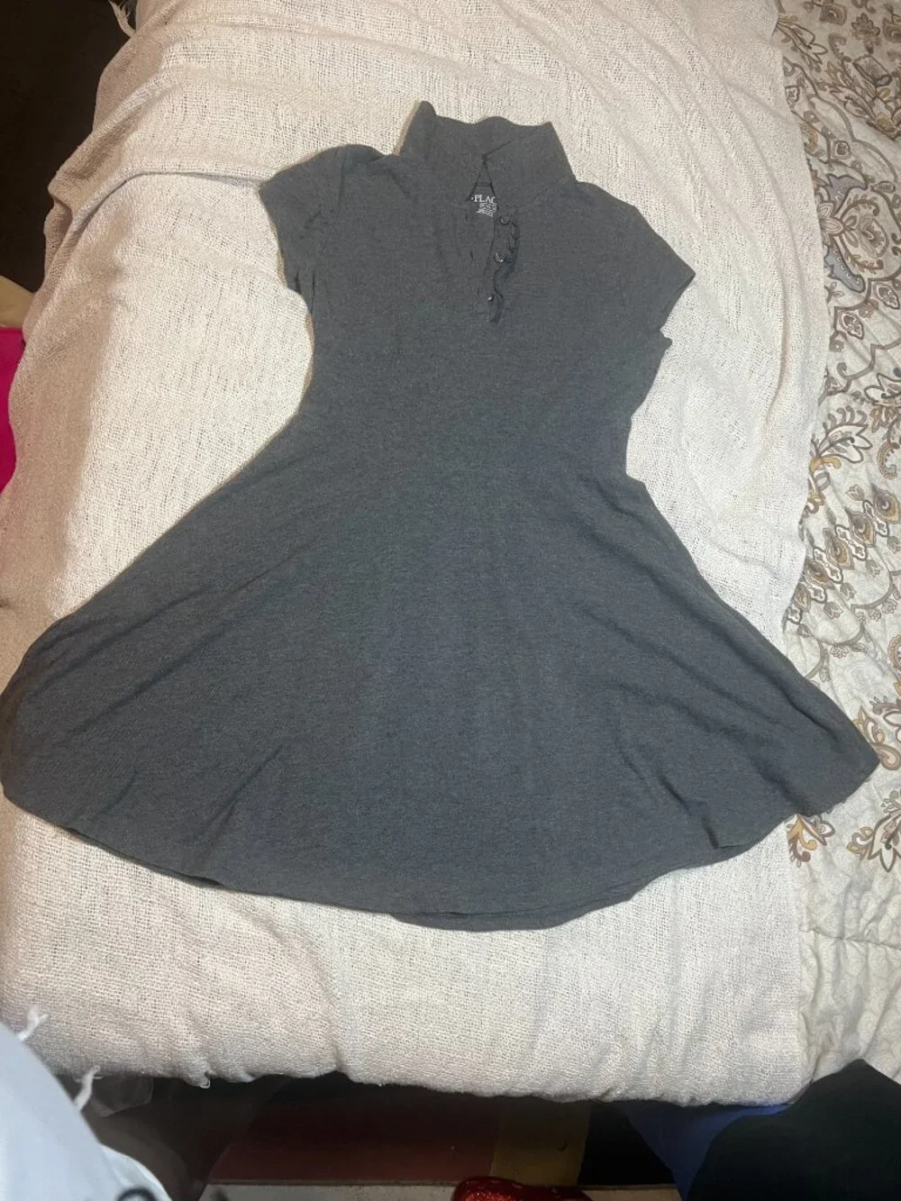 The Children's Place Girls Gray Polo Dress – Size XL 14